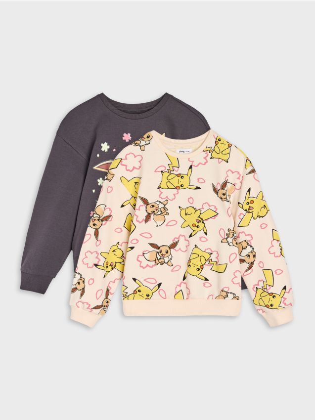 Sinsay - Hanorac crewneck Pokémon 2 pack - gri-închis