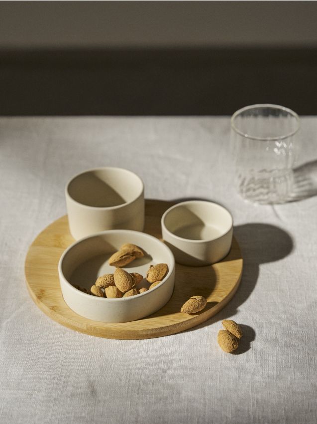 Sinsay - Tavă de servire cu trei boluri - bej