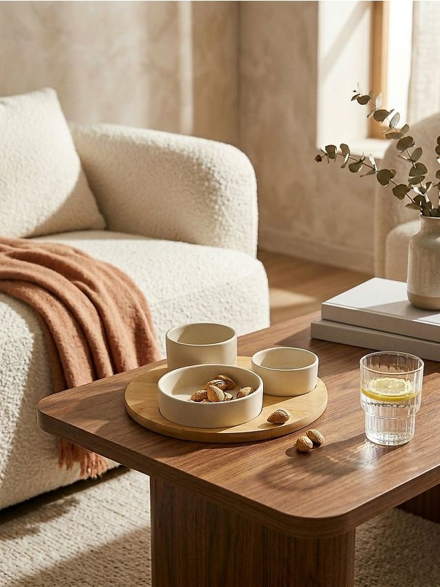 Sinsay - Tavă de servire cu trei boluri - bej