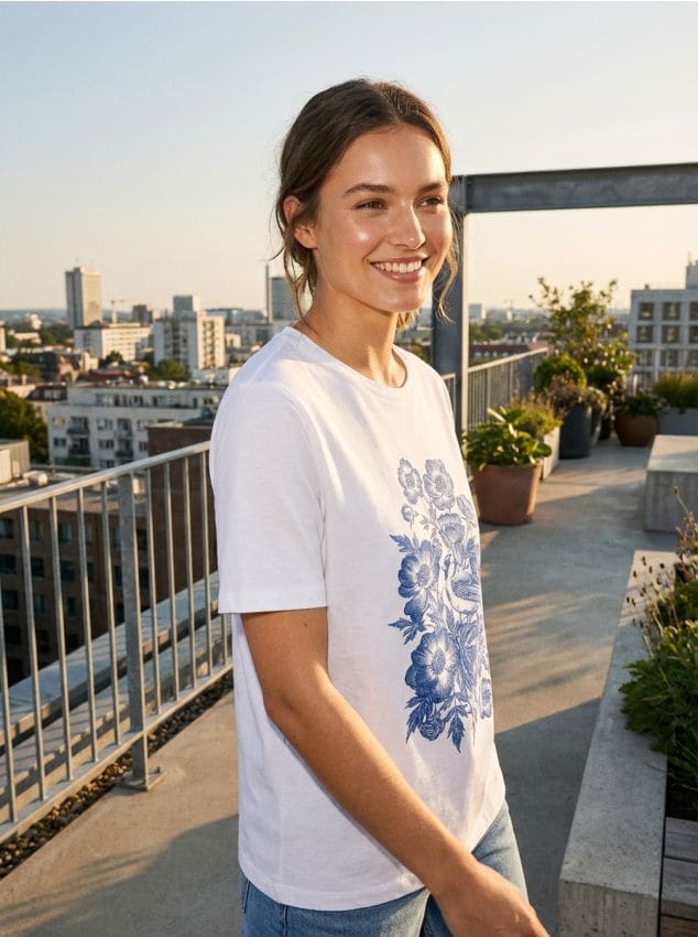 Sinsay - Tricou din bumbac cu imprimeu floral - alb