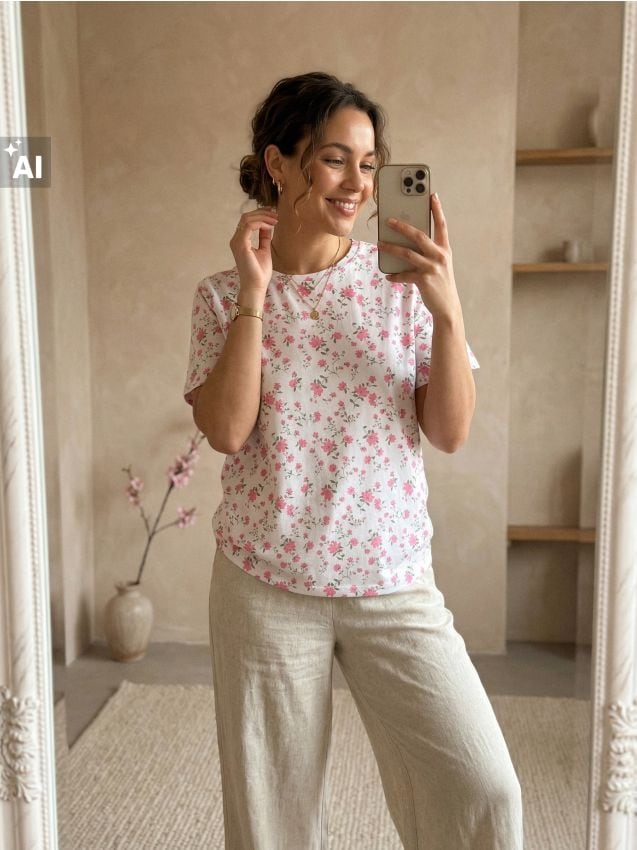 Sinsay - Tricou din bumbac cu model floral - altele