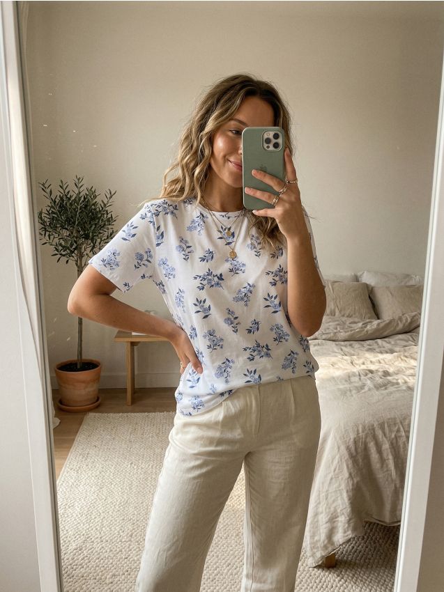 Sinsay - Tricou din bumbac cu model floral - altele