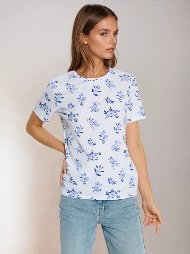 Sinsay - Tricou din bumbac cu model floral - altele