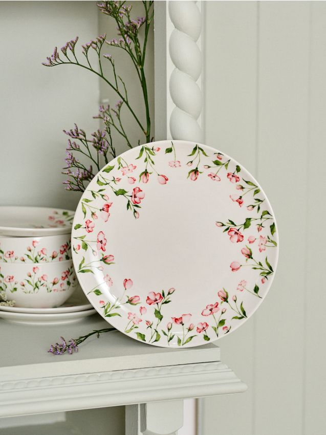 Sinsay - Farfurii ceramice cu margine florală 2 bucăți - multicolor