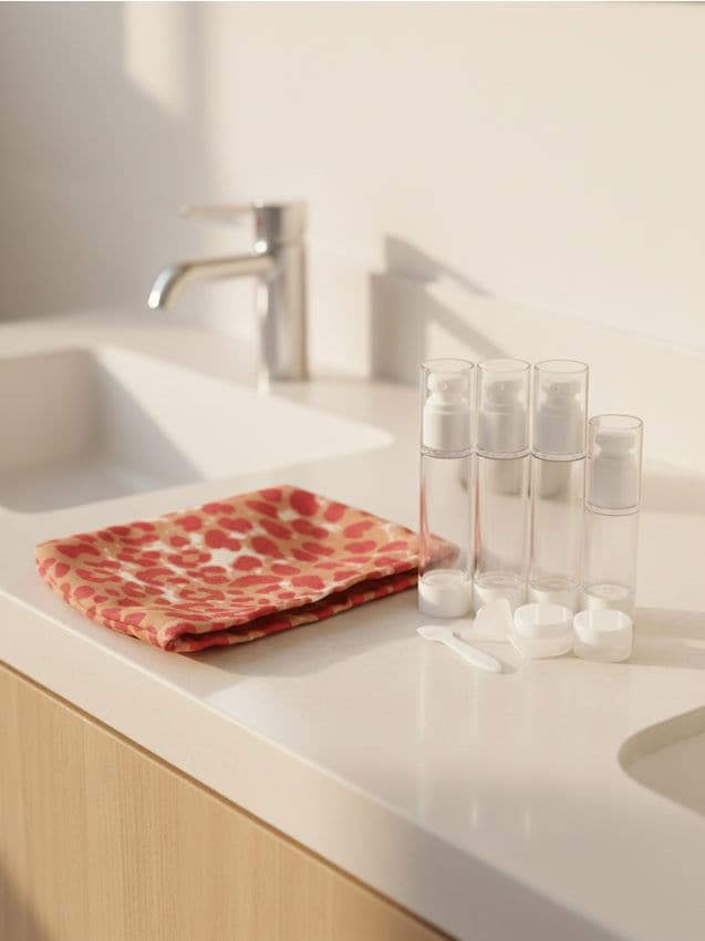 Sinsay - Set de voiaj cu recipiente pentru cosmetice - roz-pastel