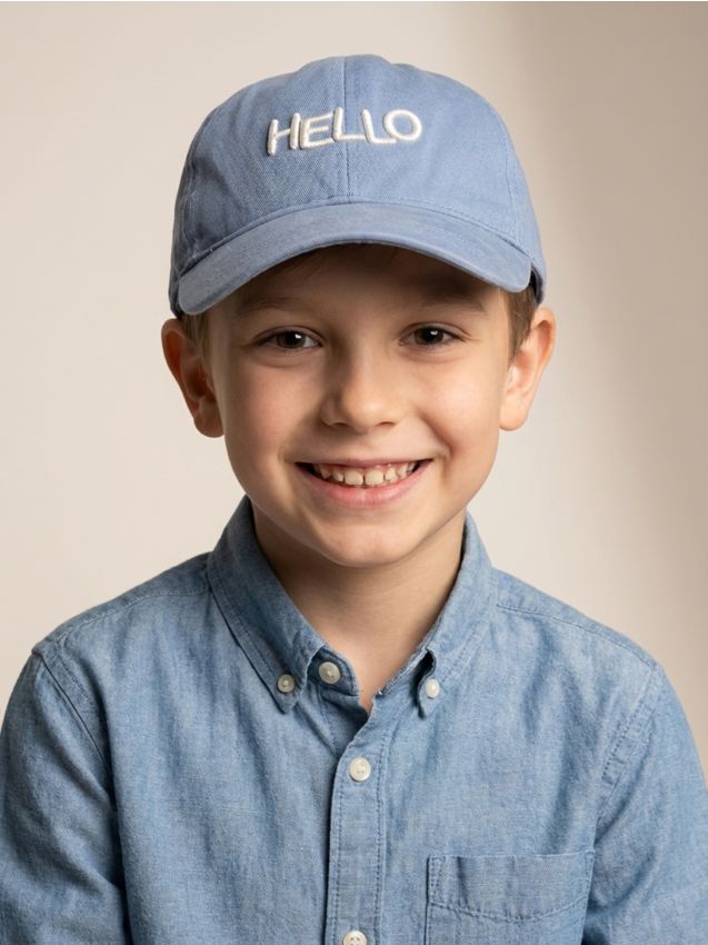 Sinsay - Șapcă din bumbac cu broderie - albastru