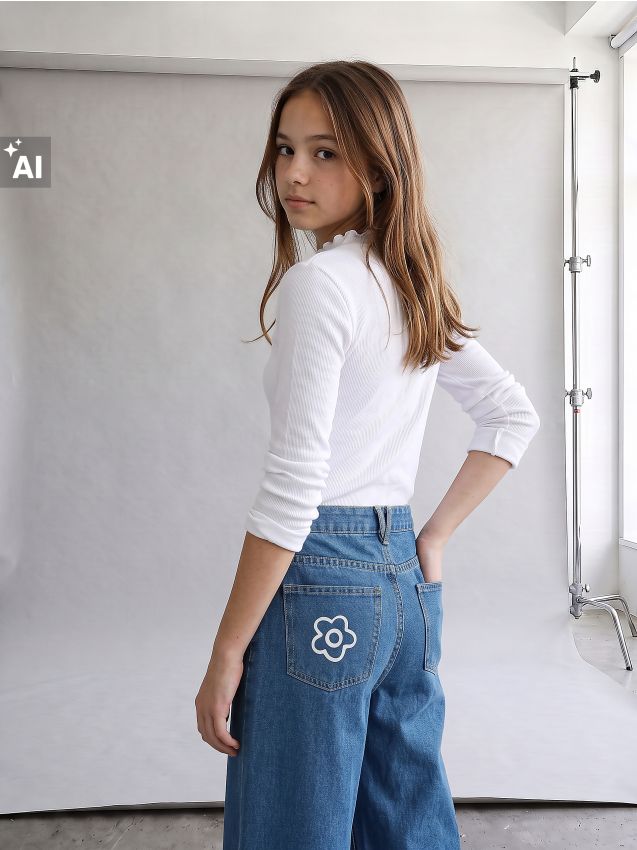 Sinsay - Blugi wide leg din bumbac - albastru