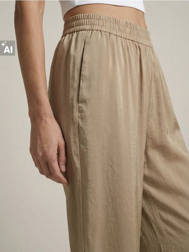Sinsay - Pantaloni wide leg cu modal - bej