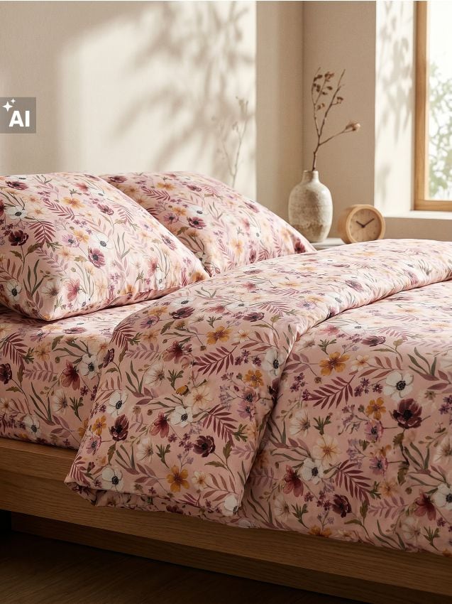 Sinsay - Set de lenjerie de pat din microfibră cu motiv floral - multicolor