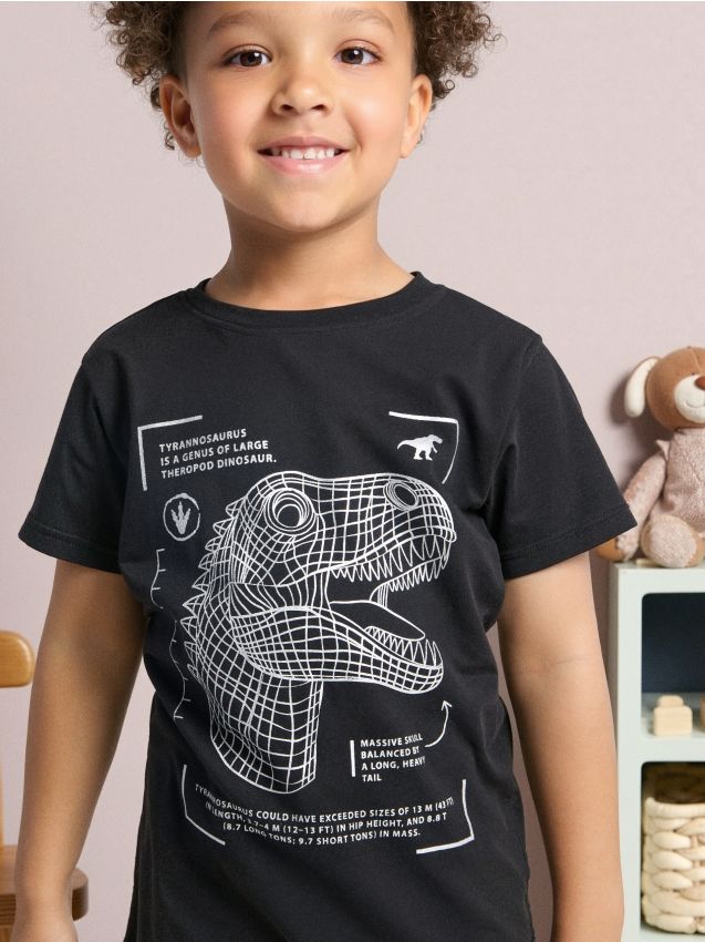 Sinsay - Tricou cu imprimeu - negru