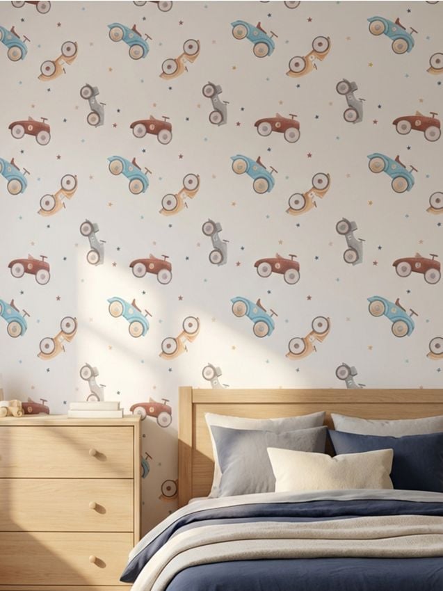Sinsay - Tapet autoadeziv cu motiv de mașini - light blue