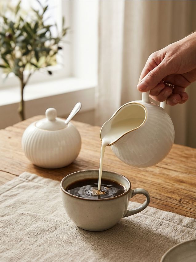 Sinsay - Recipient pentru lapte din ceramică cu nervuri - alb