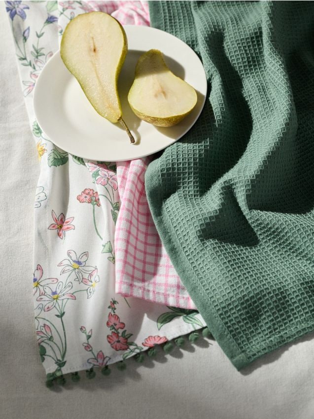 Sinsay - Prosoape de bucătărie cu motiv de primăvară 3 pack - alb