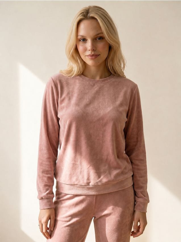 Sinsay - Bluză de pijama simplă cu mânecă lungă - roz-pastel