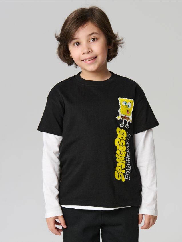 Sinsay - Koszulka SpongeBob SquarePants - czarny