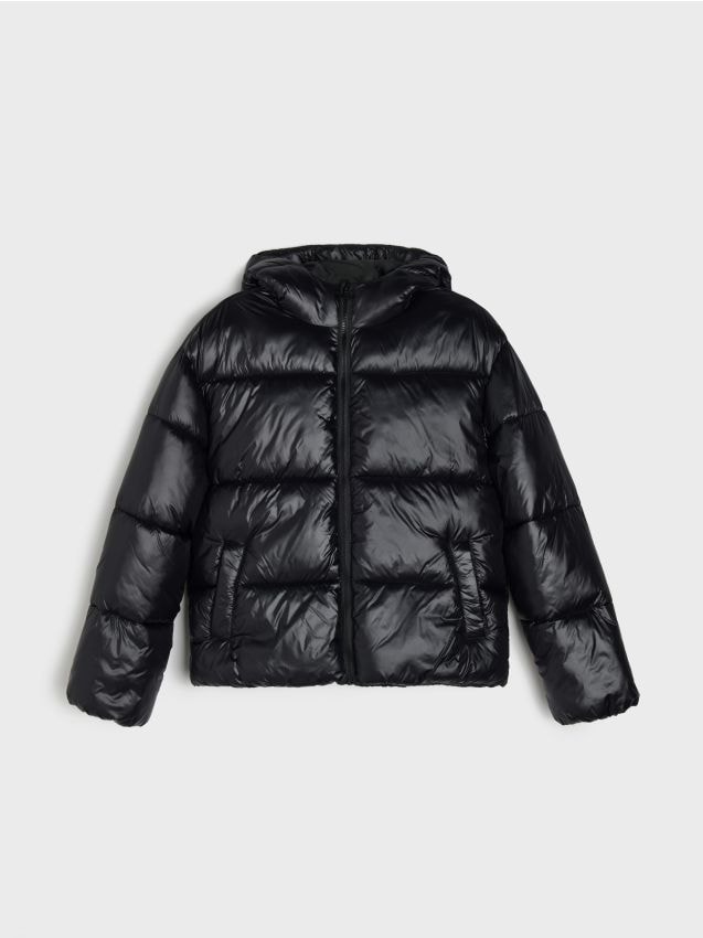 Sinsay - Jachetă puffer cu glugă - negru