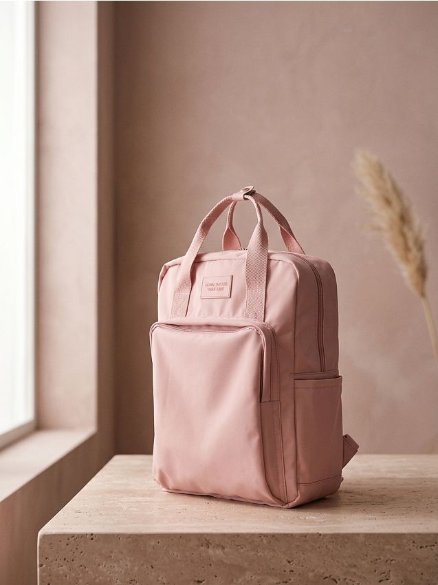 Sinsay - Rucsac de călătorie din nailon cu buzunar pentru laptop - roz-pudră