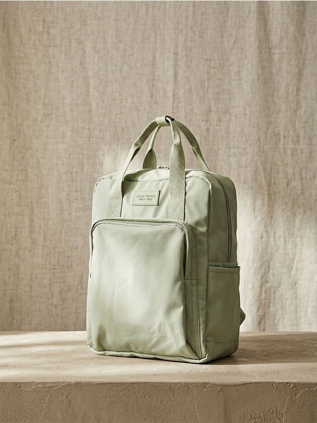 Sinsay - Rucsac de călătorie din nailon cu buzunar pentru laptop - verde-mentă