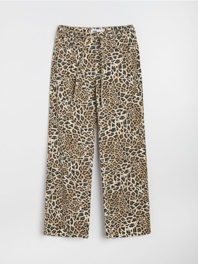 Sinsay - Jeansy wide leg w panterkę - wielobarwny
