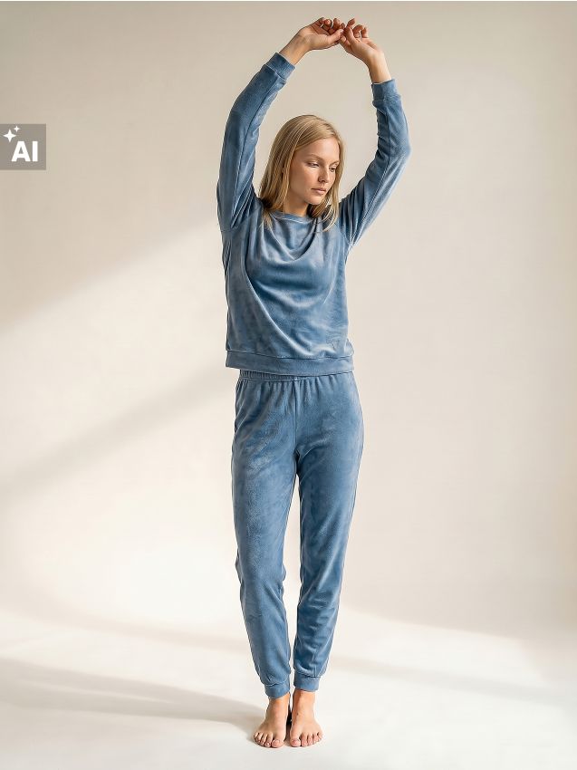 Sinsay - Pantaloni de pijama - albastru-pal