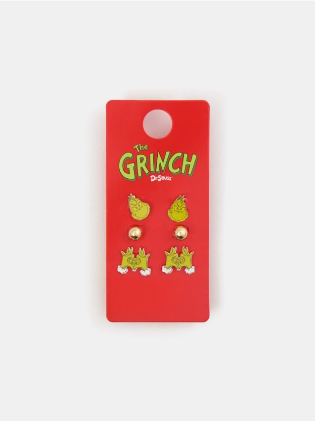 Sinsay - Súprava 3 párov náušníc Grinch - viacfarebná