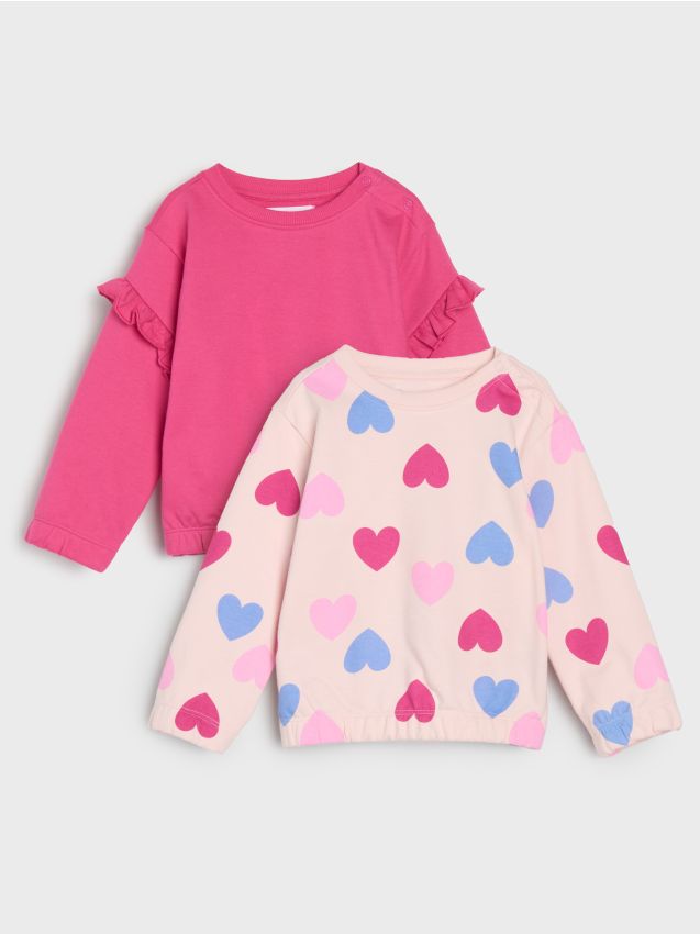 Sinsay - Bluzy wykończone elastyczną gumką 2 pack - różowy