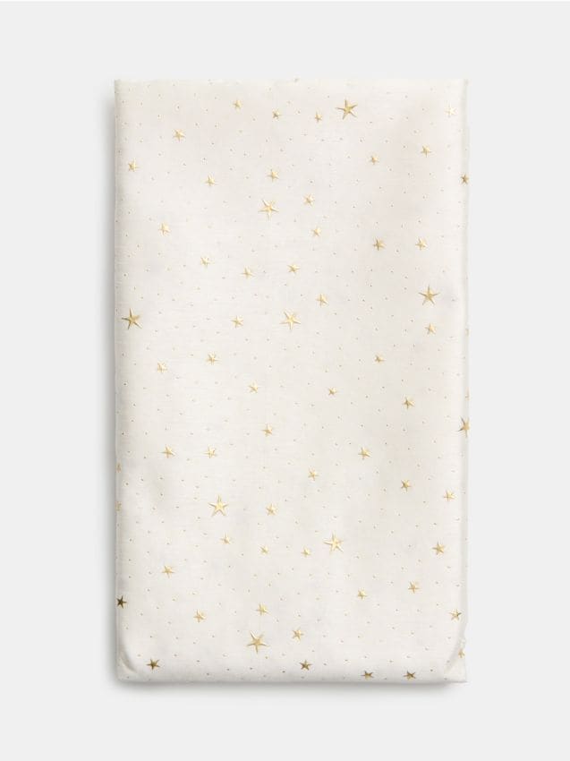 Sinsay - Vianočný obrus so zlatými hviezdičkami - krémová