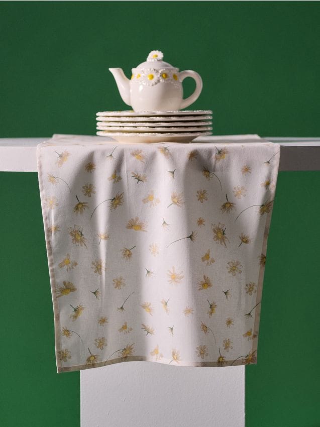 Sinsay - Traversă de masă cu motiv floral - crem