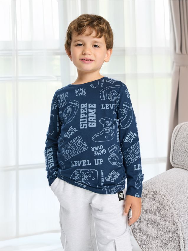 Sinsay - Tričko s dlhými rukávmi - tmavomodrá