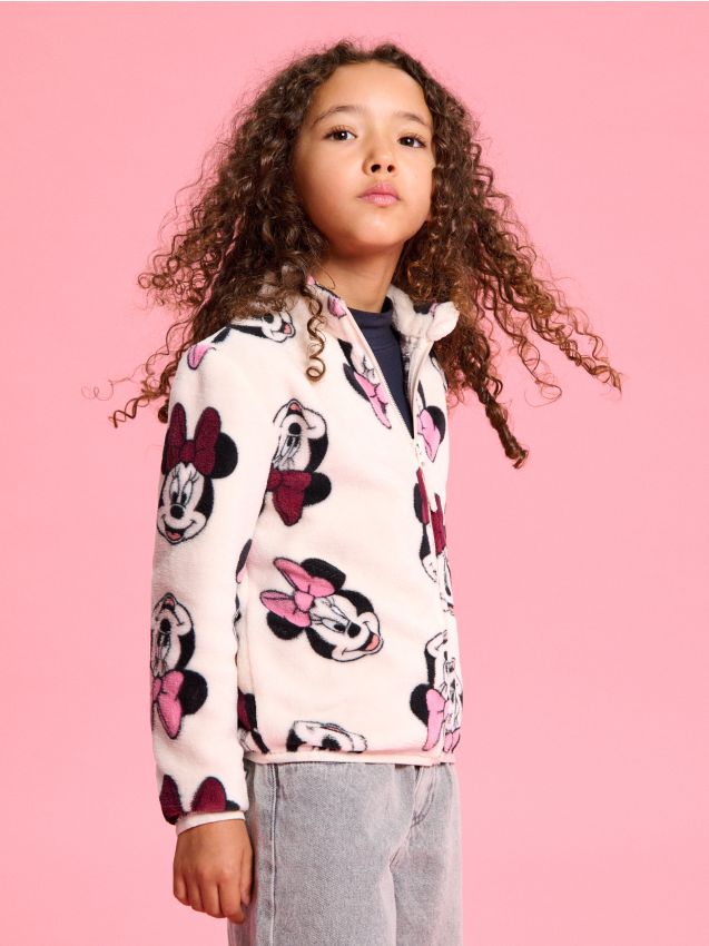 Sinsay - Bluză sport din fleece Minnie Mouse - roz-pastel