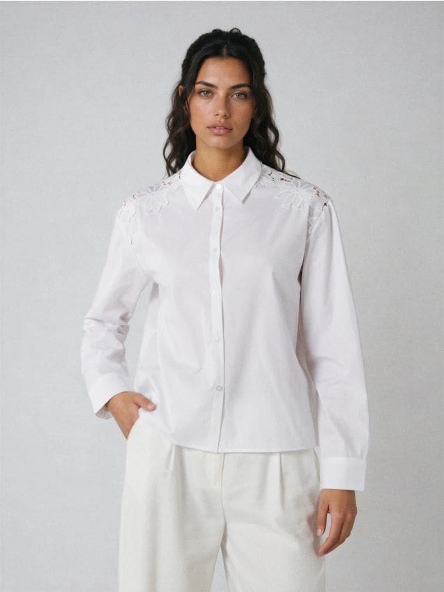 Sinsay - Cămașă din bumbac - alb