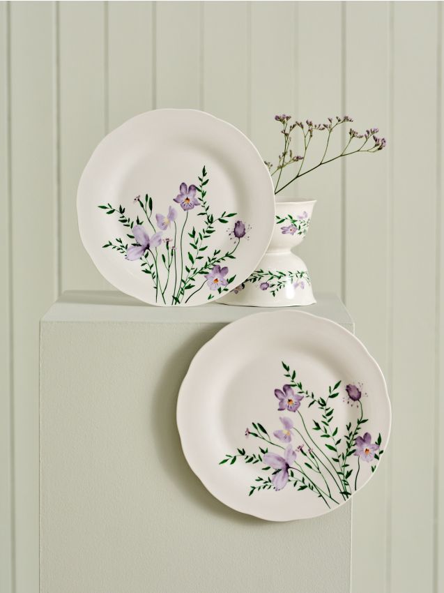 Sinsay - Farfurii ceramice cu model floral, set de 2 - multicolor