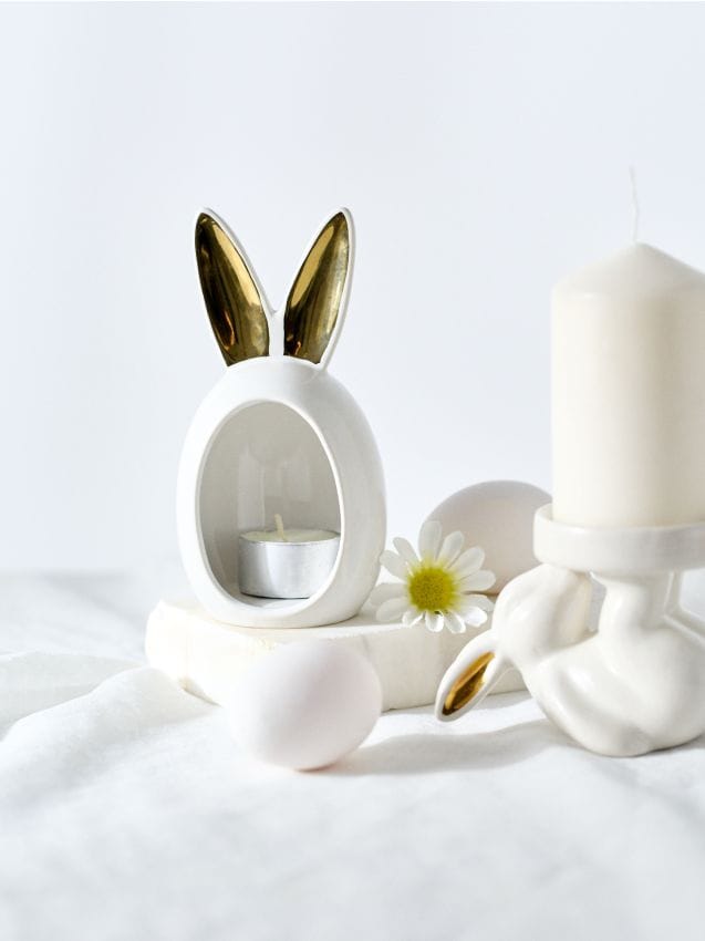 Sinsay - Suport de lumânare de Paște cu motiv de iepure - alb
