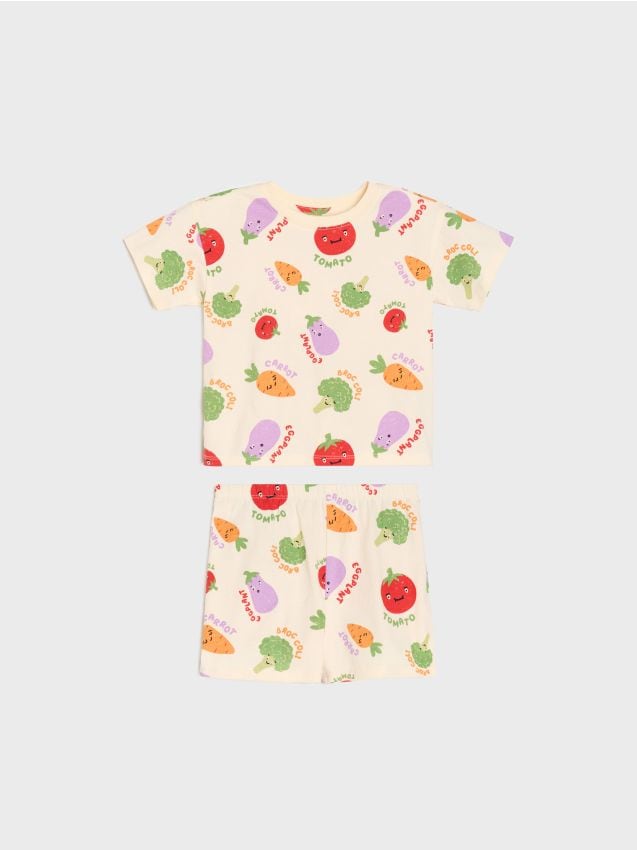 Sinsay - Pijama oversized din bumbac, două piese, cu motiv de legume - altele