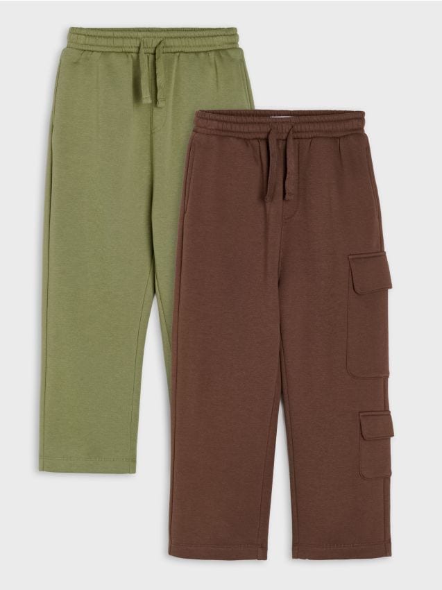 Sinsay - Pantaloni de trening straight leg 2 pack - kaki