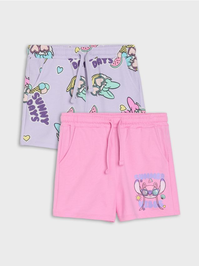 Sinsay - Pantaloni scurți din bumbac, cu imprimeu 2 pack Stitch and Daisy - multicolor