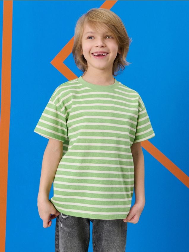 Sinsay - Tricou cu mânecă scurtă - verde-gălbui