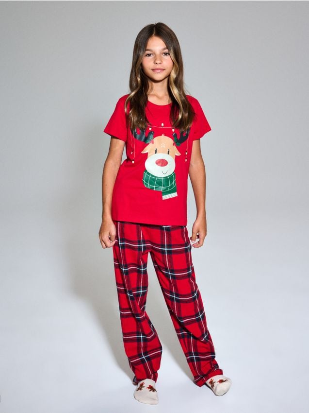 Sinsay - Dielna vianočná pyžama s potlačou soba - červená