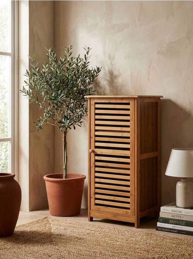 Sinsay - Dulap cu ușă perforată și trei rafturi - maro