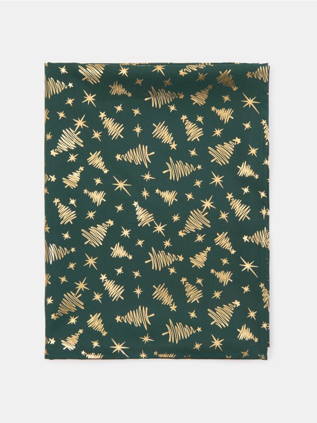 Sinsay - Vianočný obrus so zlatými stromčekmi - viacfarebná