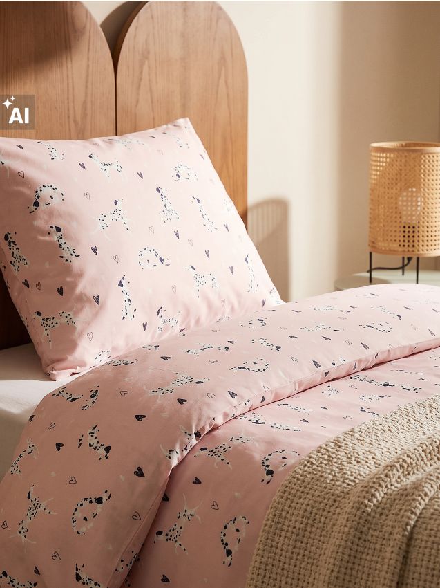 Sinsay - Set de lenjerie din microfibră cu model dalmațian - roz-pastel