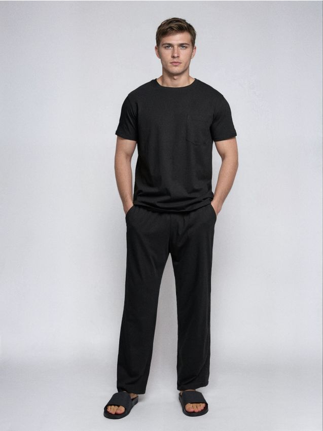 Sinsay - Bawełniana piżama dwuczęściowa - czarny