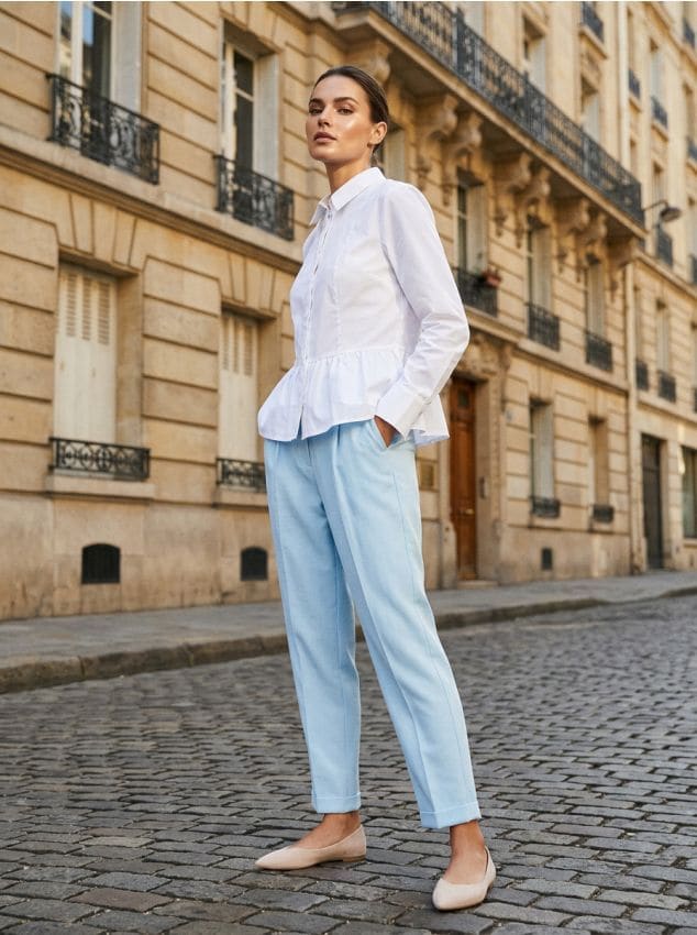 Sinsay - Cămașă cu pliuri ascunse și volane - alb