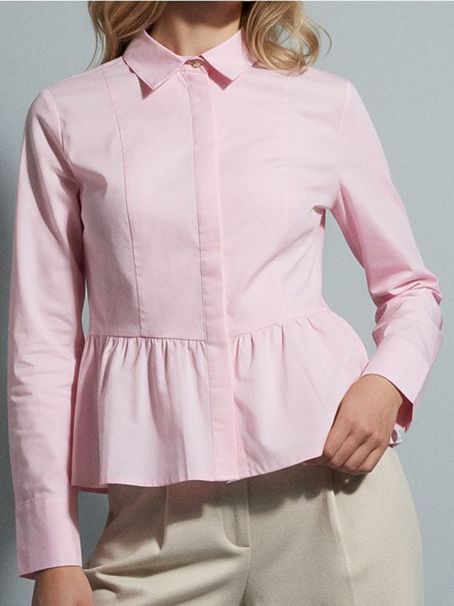 Sinsay - Košeľa s skrytým skladom a volánmi - pastelová ružová