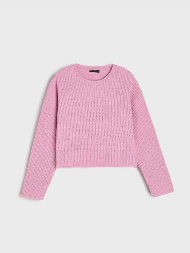Sinsay - Pulover din tricot striat - roz-pudră