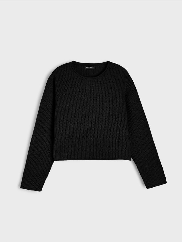 Sinsay - Pulover din tricot striat - negru