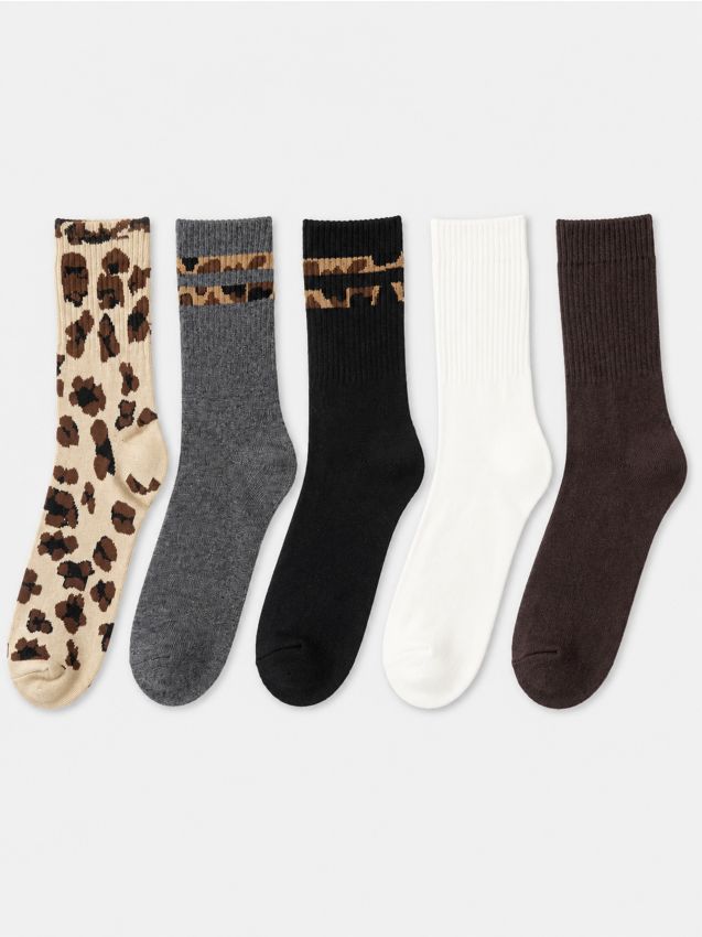 Sinsay - Șosete reiate cu imprimeu leopard 5 pack - multicolor