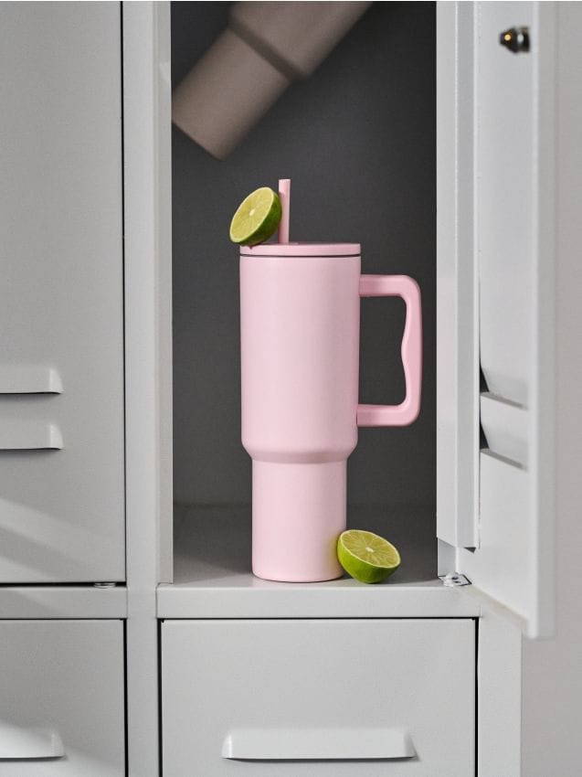 Sinsay - Cană reutilizabilă, cu pai - roz-pastel