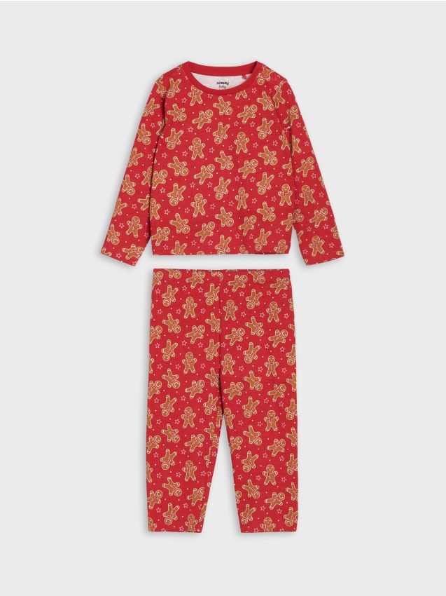 Sinsay - Dvojdielne pyžamo s motívom perníkového panáčika - červená