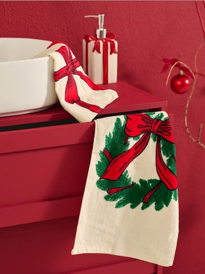 Ręczniki bawełniane ze świątecznym wzorem 2 pack